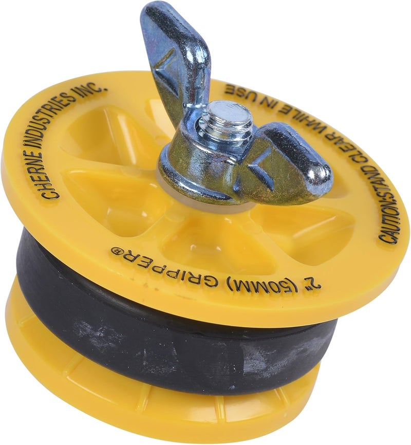 Cherne 270229 End-Of-Pipe Gripper Mechanical Test Plug, 2 Inch, Yellow - Image 1